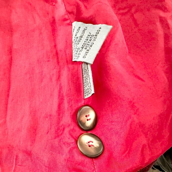 Liz Sport Vintage Red Scottish Tartan Plaid Fringe Trim Wool Boyfriend Blazer 10 - Picture 14 of 14